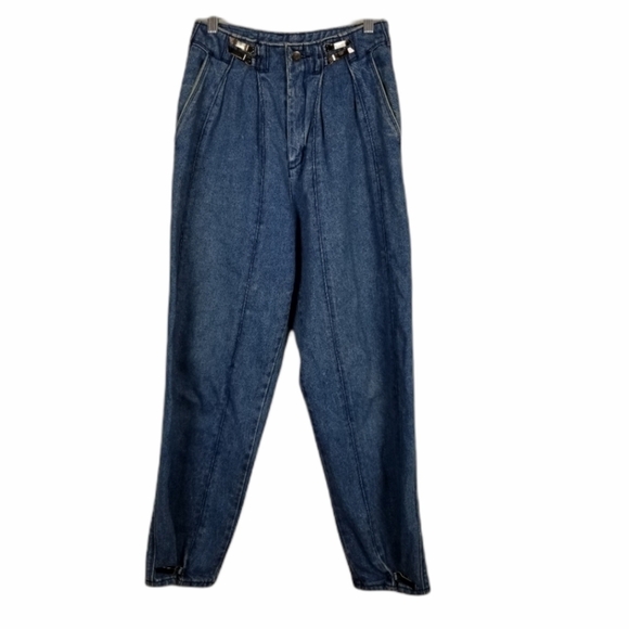 Jag Jeans Vtg High Waisted Denim Relaxed Cotton Pleated Tapered Leg Metal Clip - Picture 2 of 16
